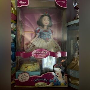 Snow White porcelain dolll brass key keepsake Box is 19 inches tall